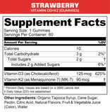 MTN OPS D3 + K2 Gummies 240g natural strawberry flavour close-up