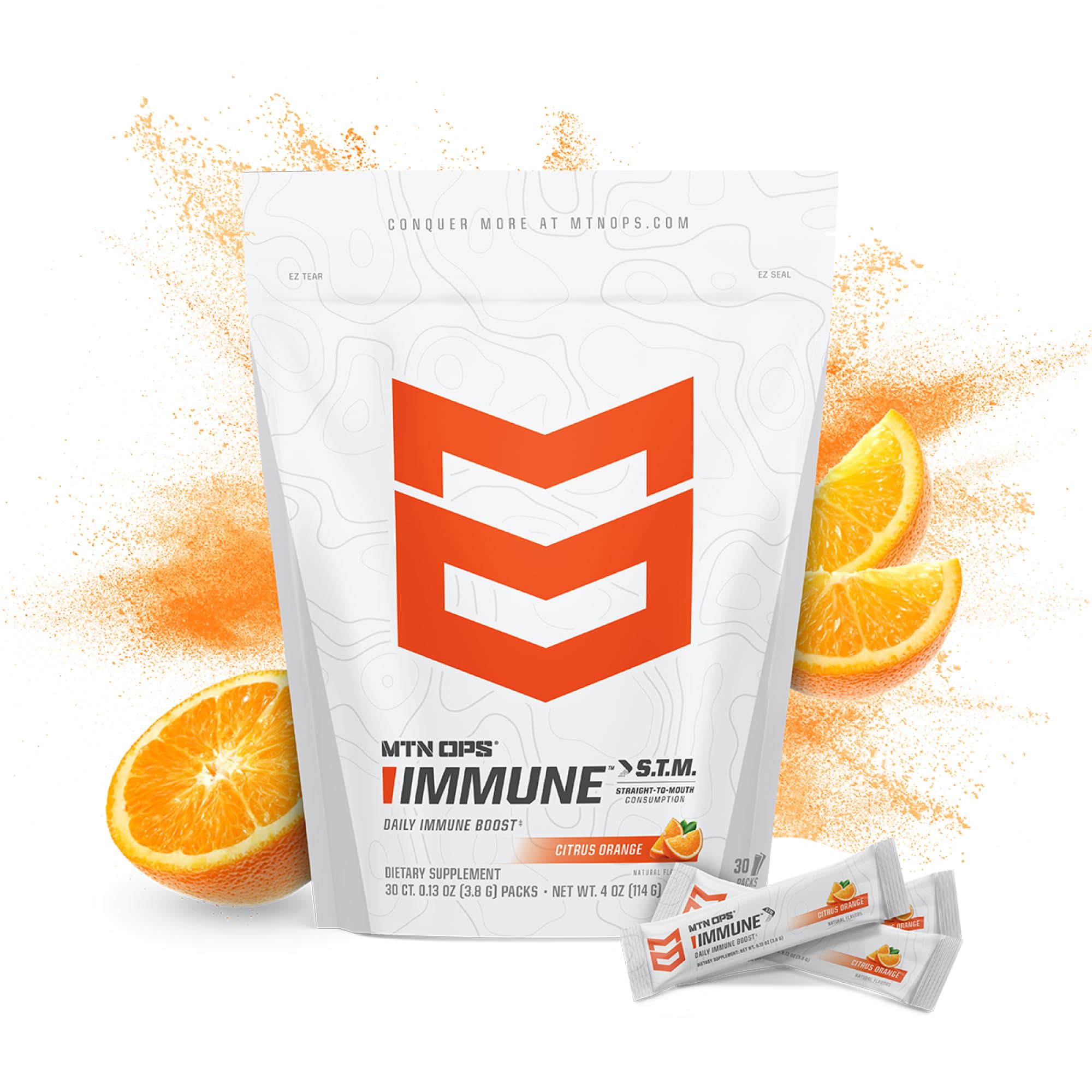 MTN OPS Daily daily wellness Support Sachets side view showing sachets