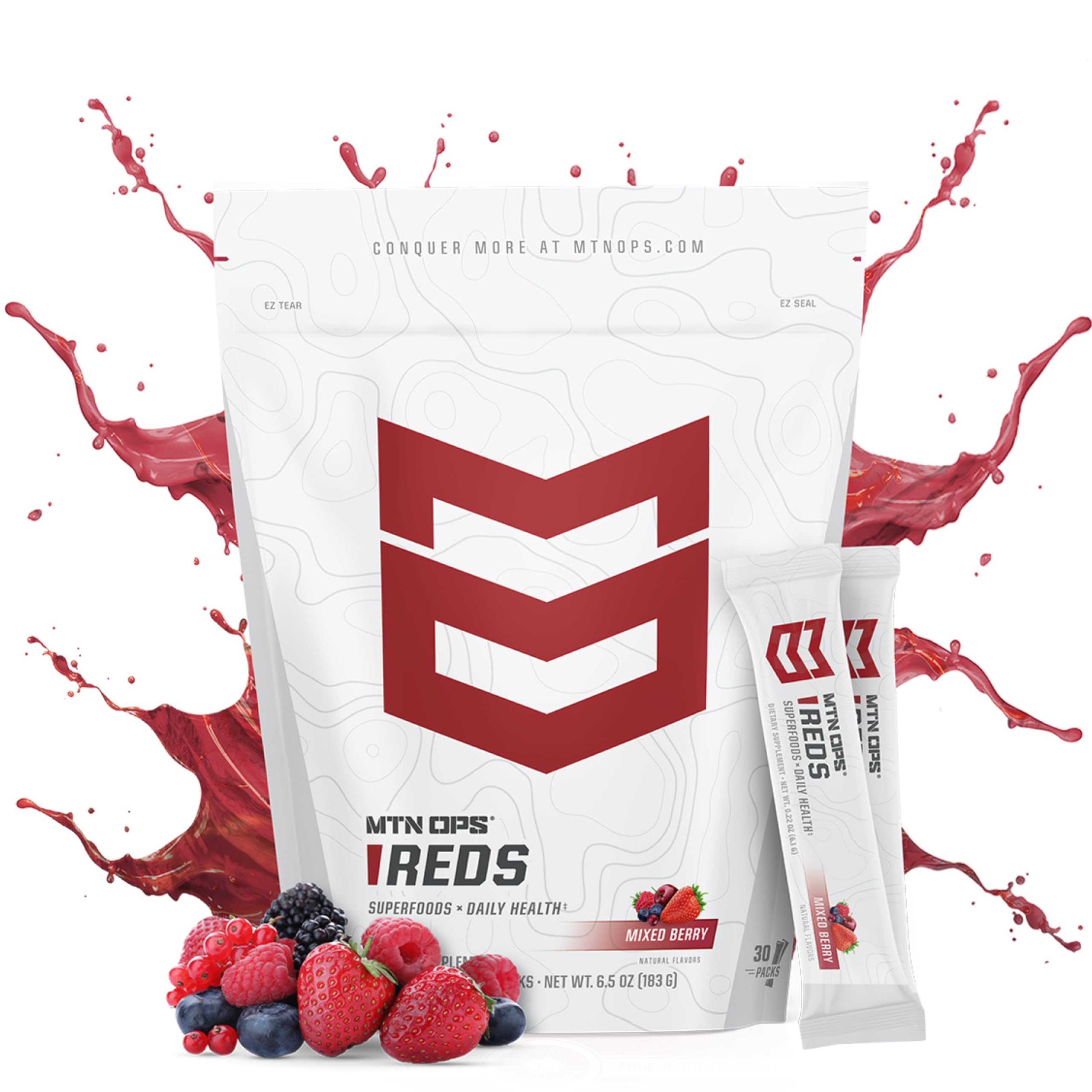 MTN OPS Daily Reds Powder 181g back view with ingredient list