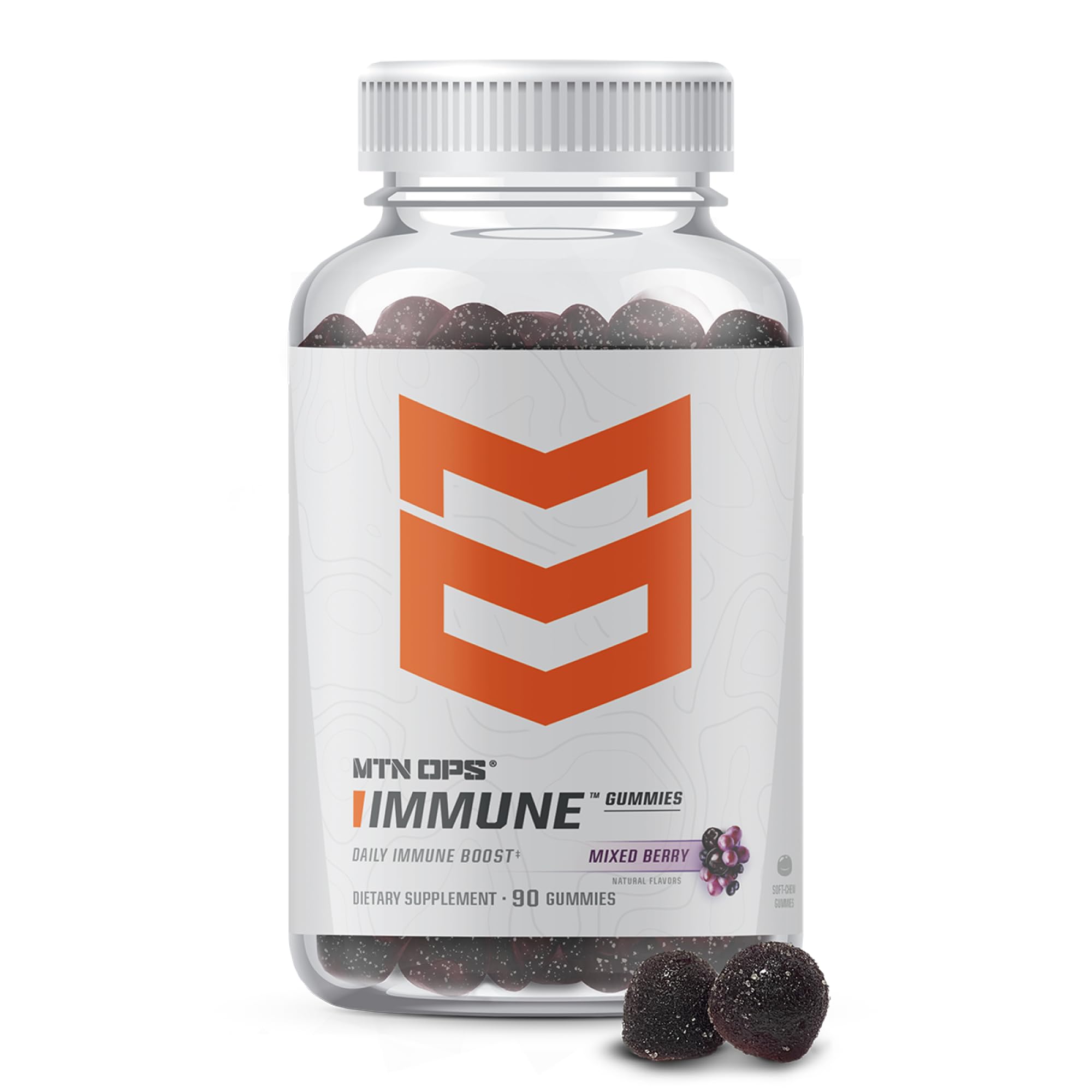 MTN OPS Elderberry Gummies front view with packaging