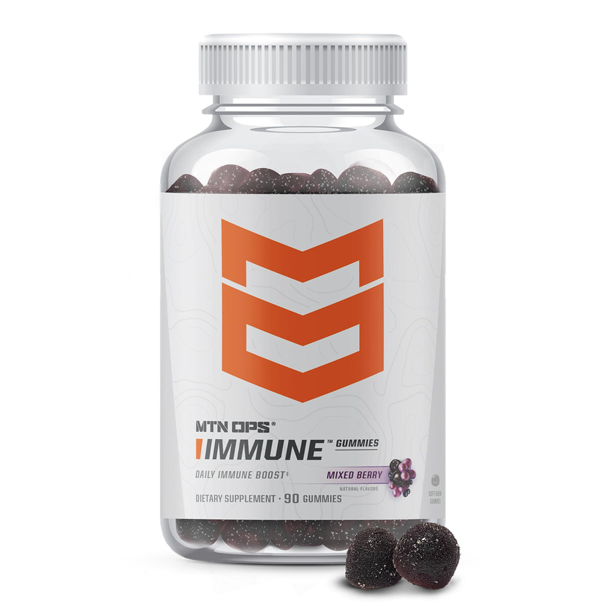 MTN OPS Elderberry Gummies front view with packaging