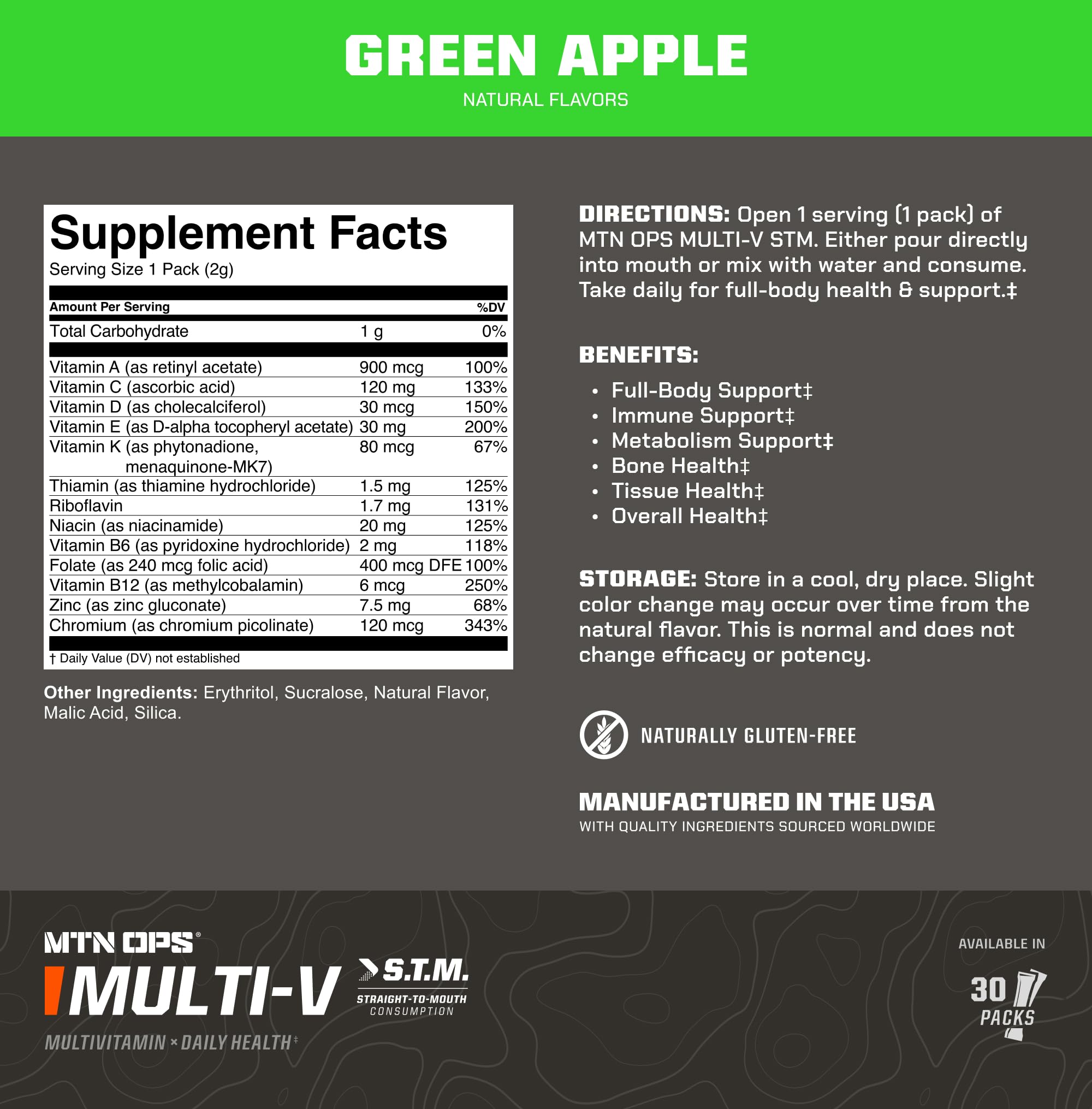 MTN OPS Multi-V STM Daily Multivitamin Powder in outdoor setting