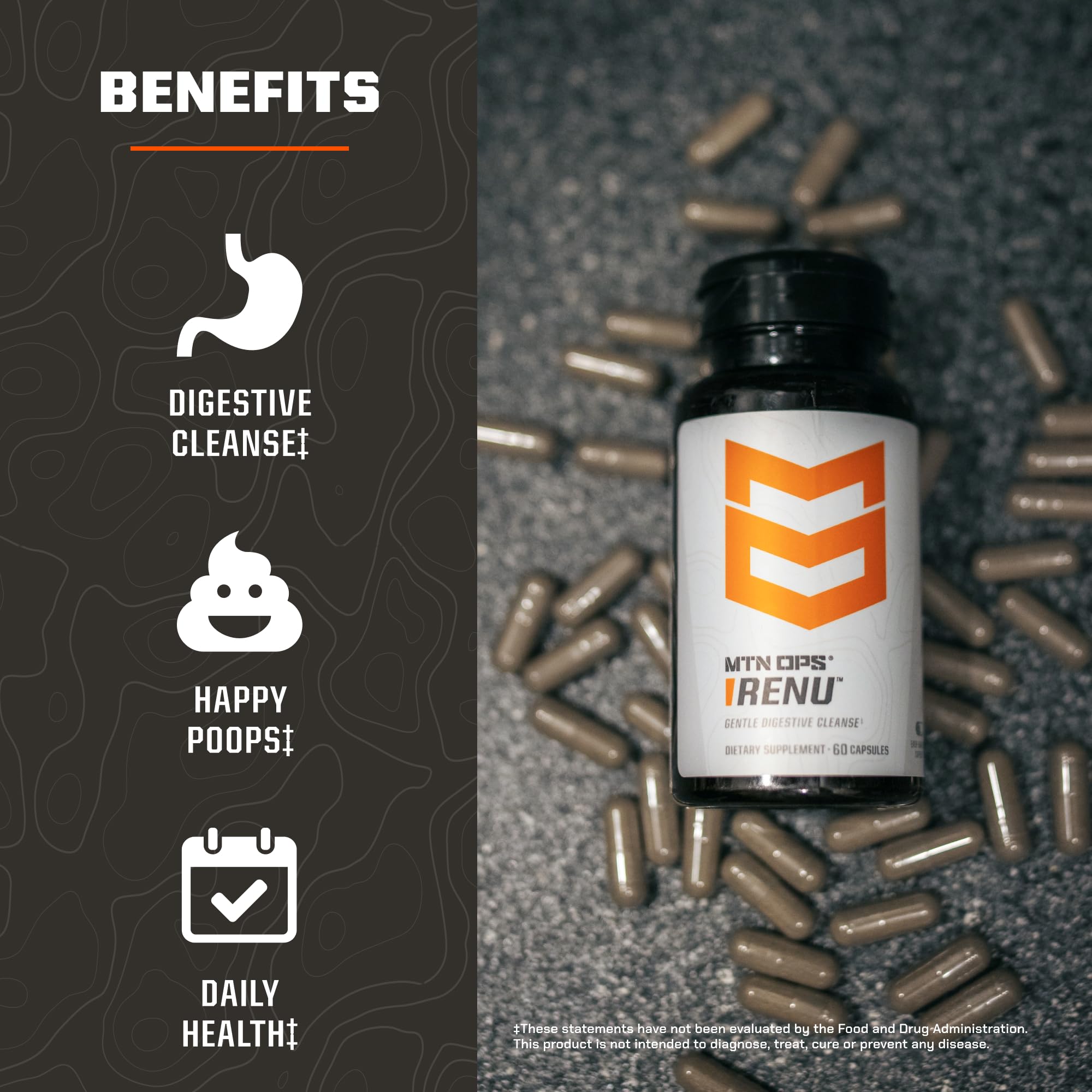 MTN OPS Psyllium Capsules 60 Count with ingredients list