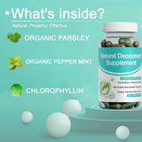 Mujruko Chlorophyll Capsules on a wooden table