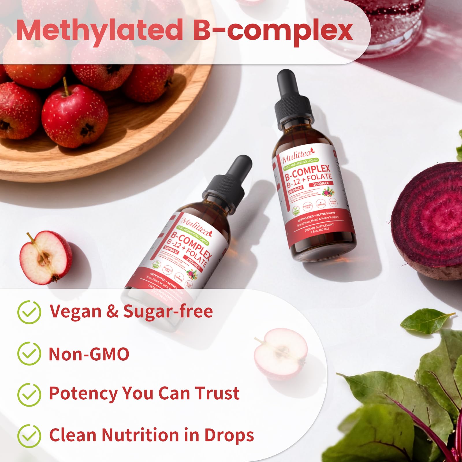 Mulittea B-Complex Liquid Drops with fresh beetroot