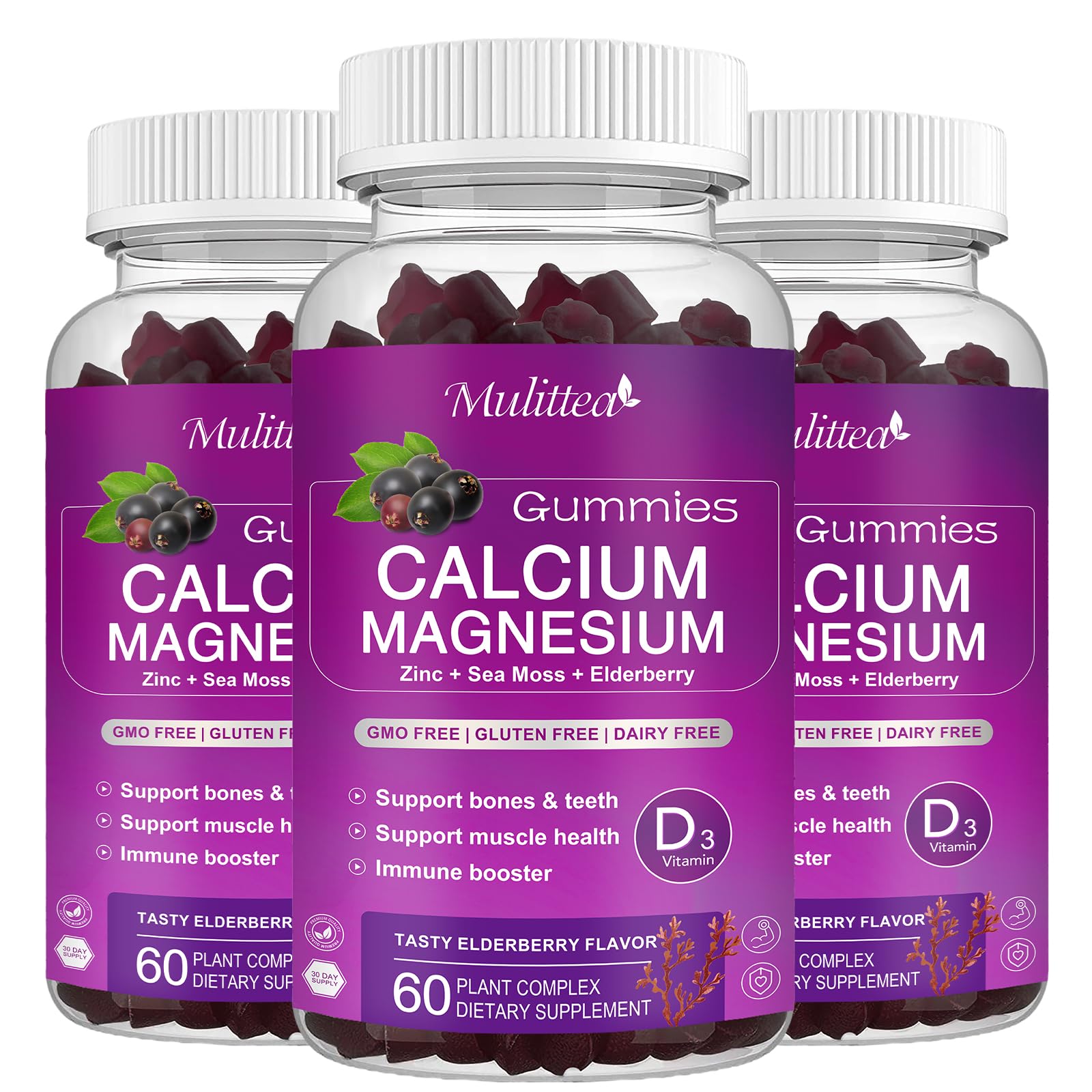 Mulittea Calcium Gummies 689g front view with packaging