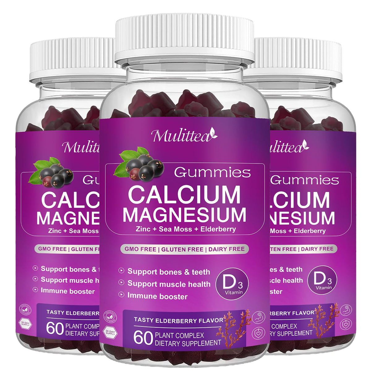 Mulittea Calcium Gummies 689g front view with packaging