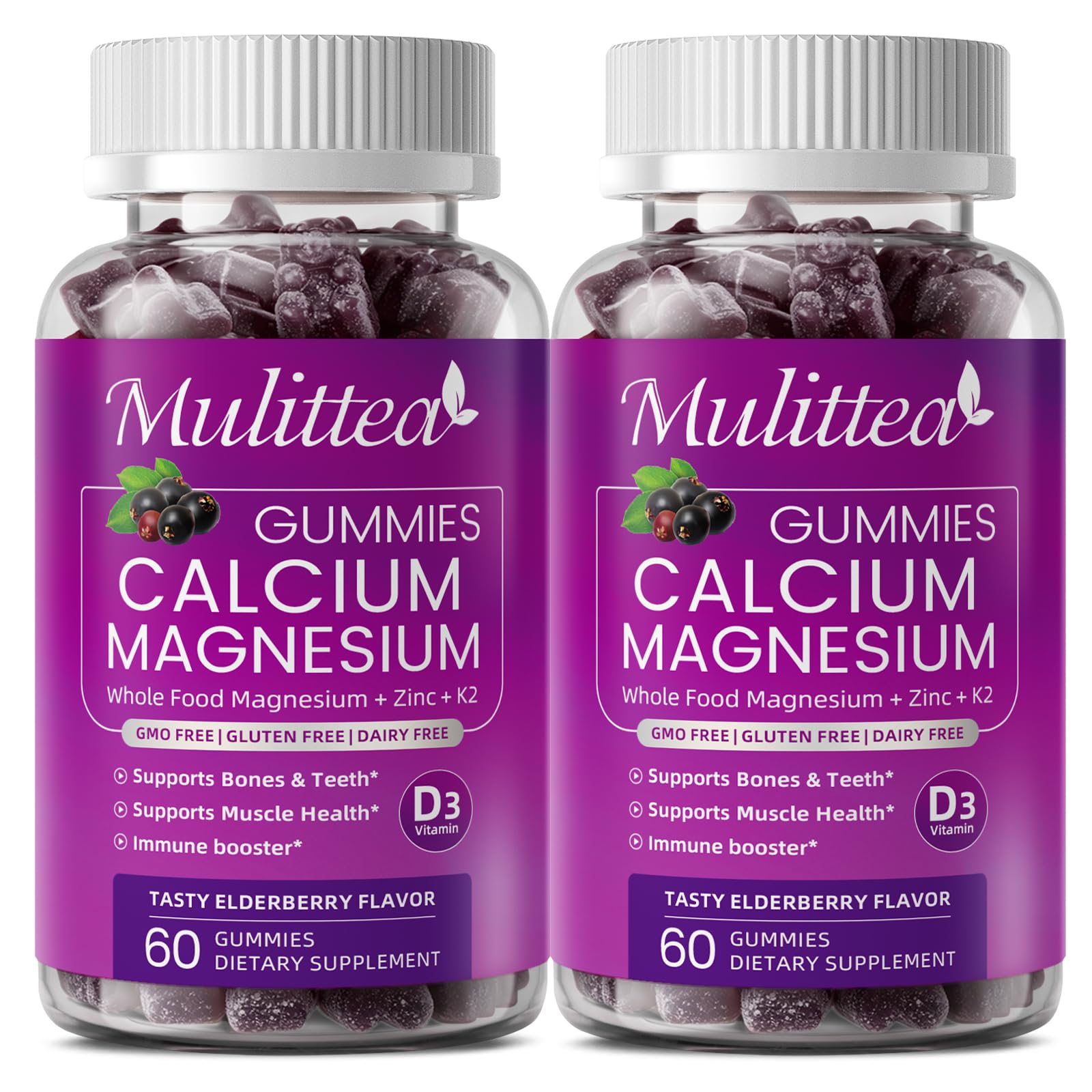 Mulittea Calcium Gummies front view with packaging