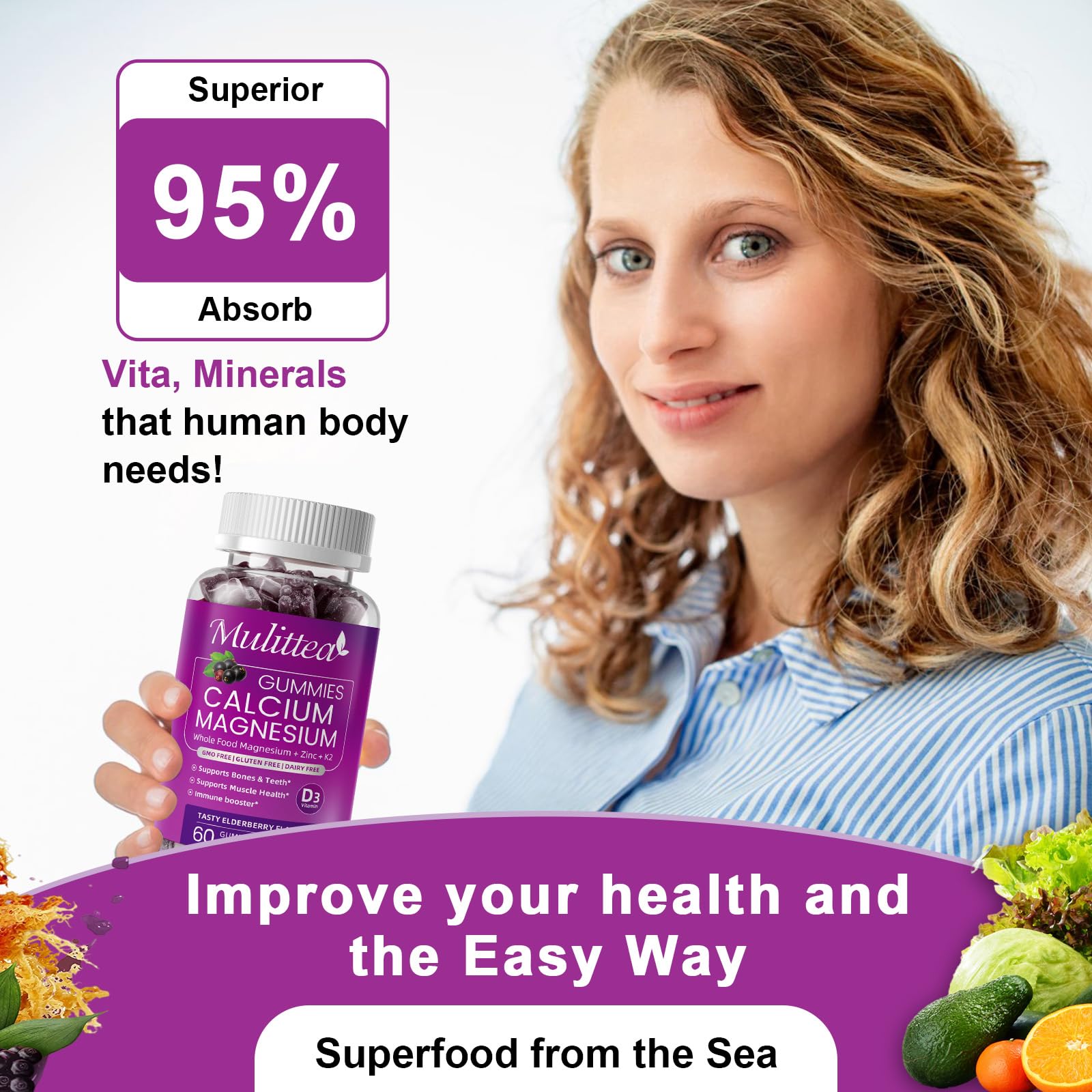Mulittea Calcium Gummies with D3 and K2 ingredients list