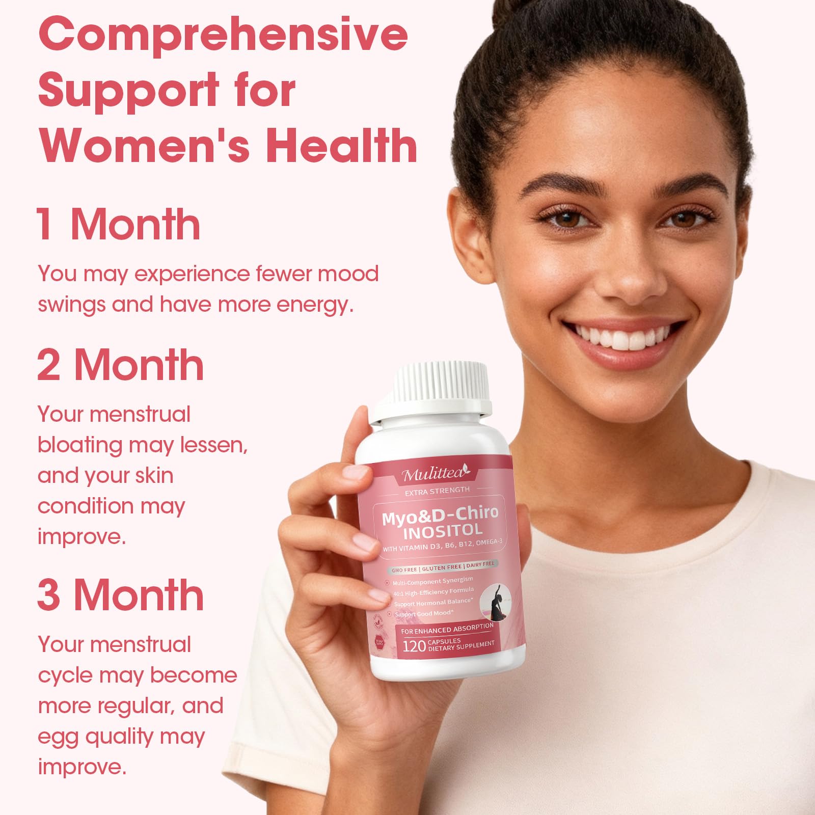 Mulittea Inositol Capsules with a glass of water