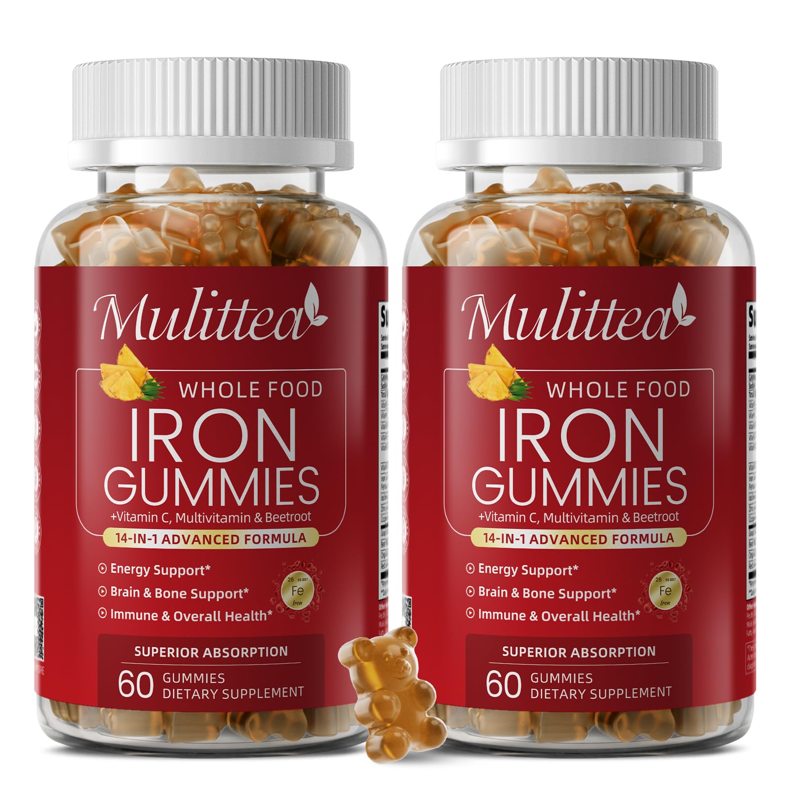 Mulittea Iron Gummies front view packaging