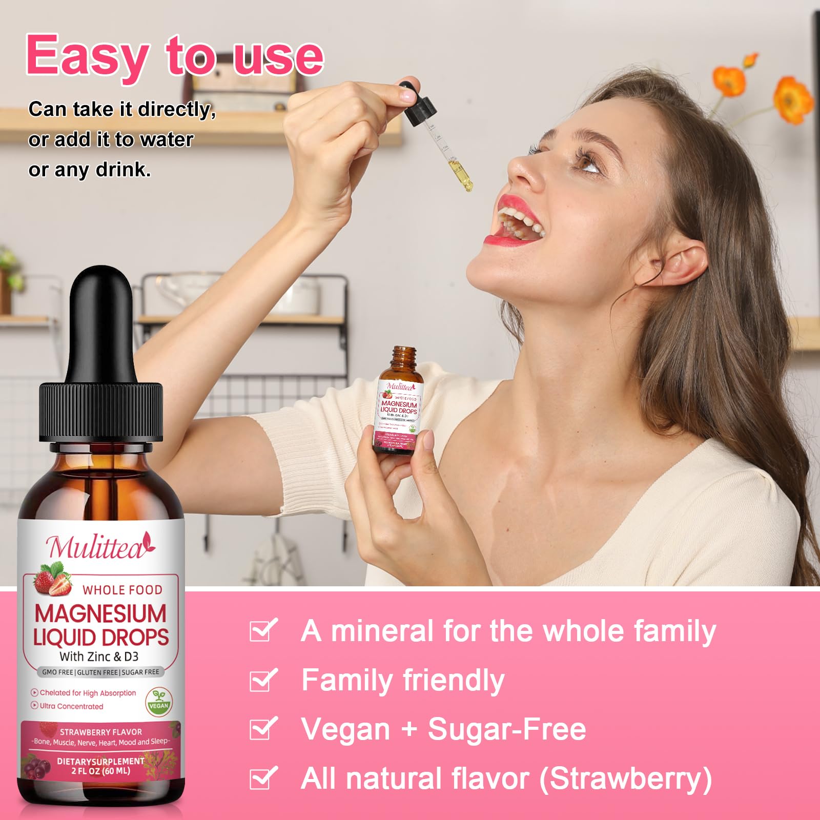 Mulittea Magnesium Complex Liquid in a glass with water