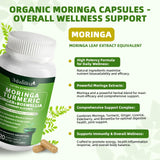Mulittea Organic Moringa Capsules back view with ingredient list