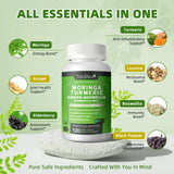 Mulittea Organic Moringa Capsules side view showing label