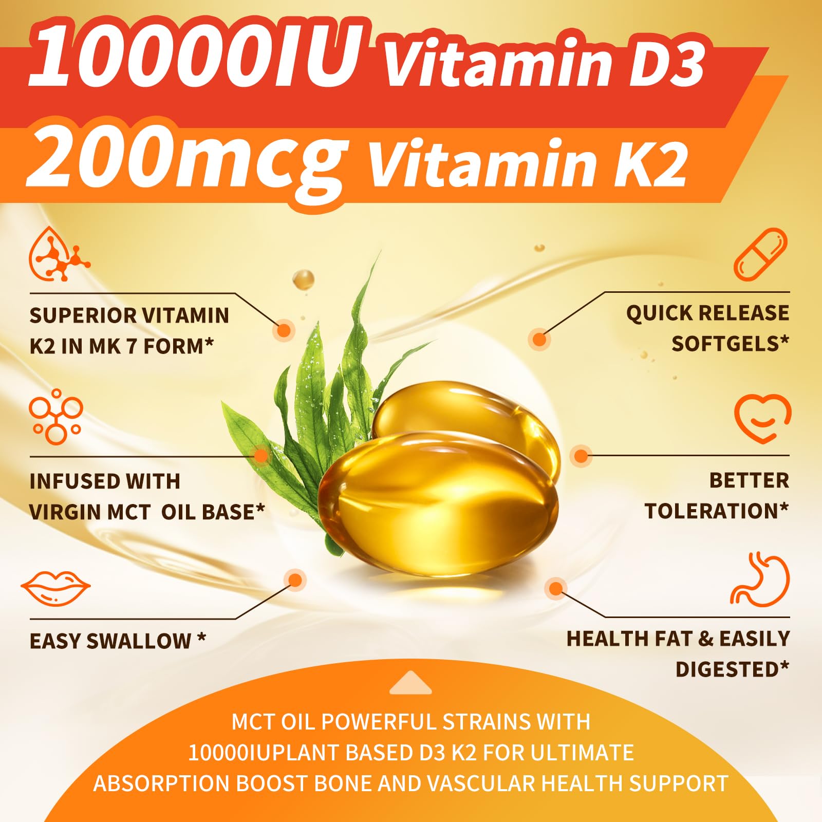 Mulittea Vitamin D3 + K2 MK7 Supplement bottle with label