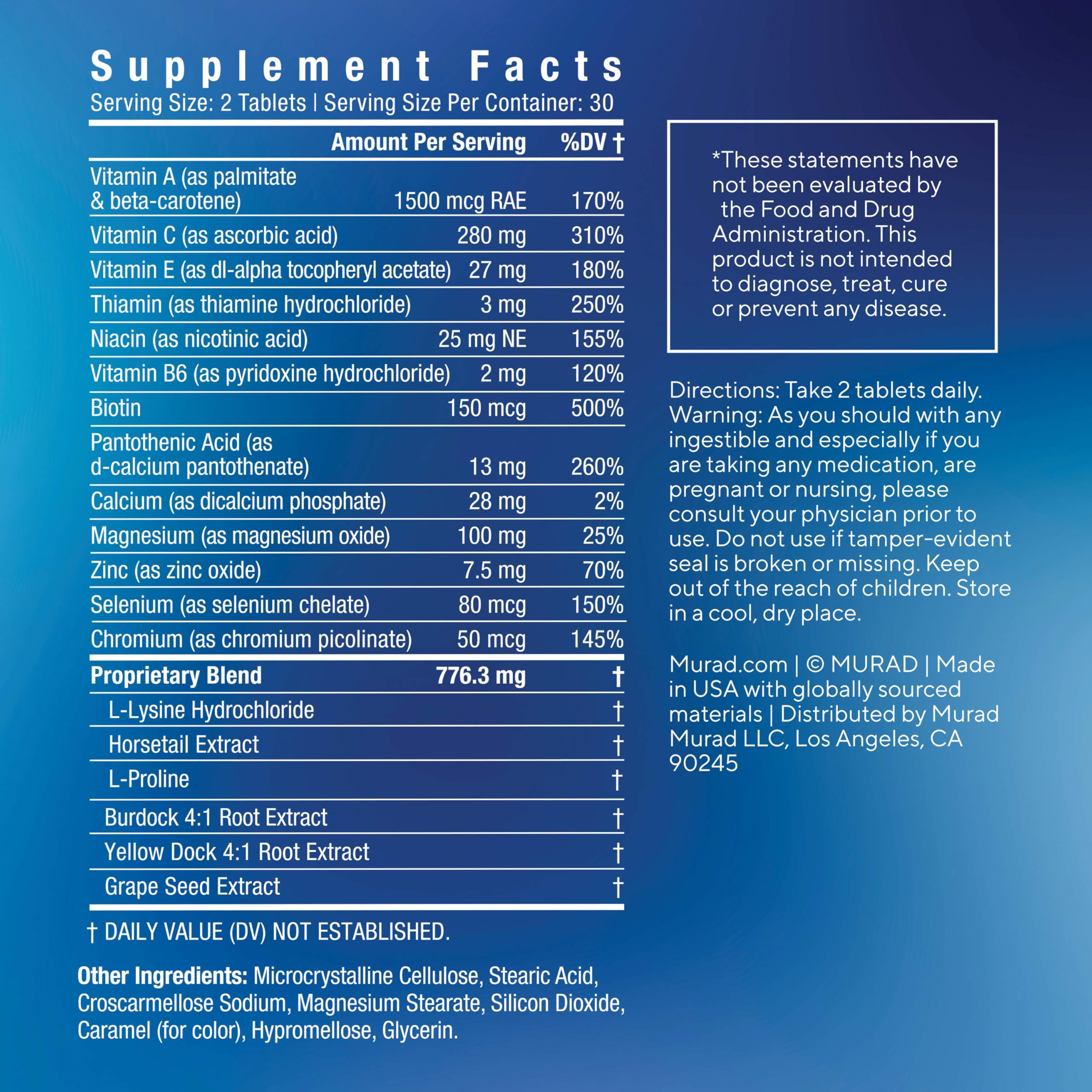 Murad Blended Vitamin & Mineral Supplement with a glass of water