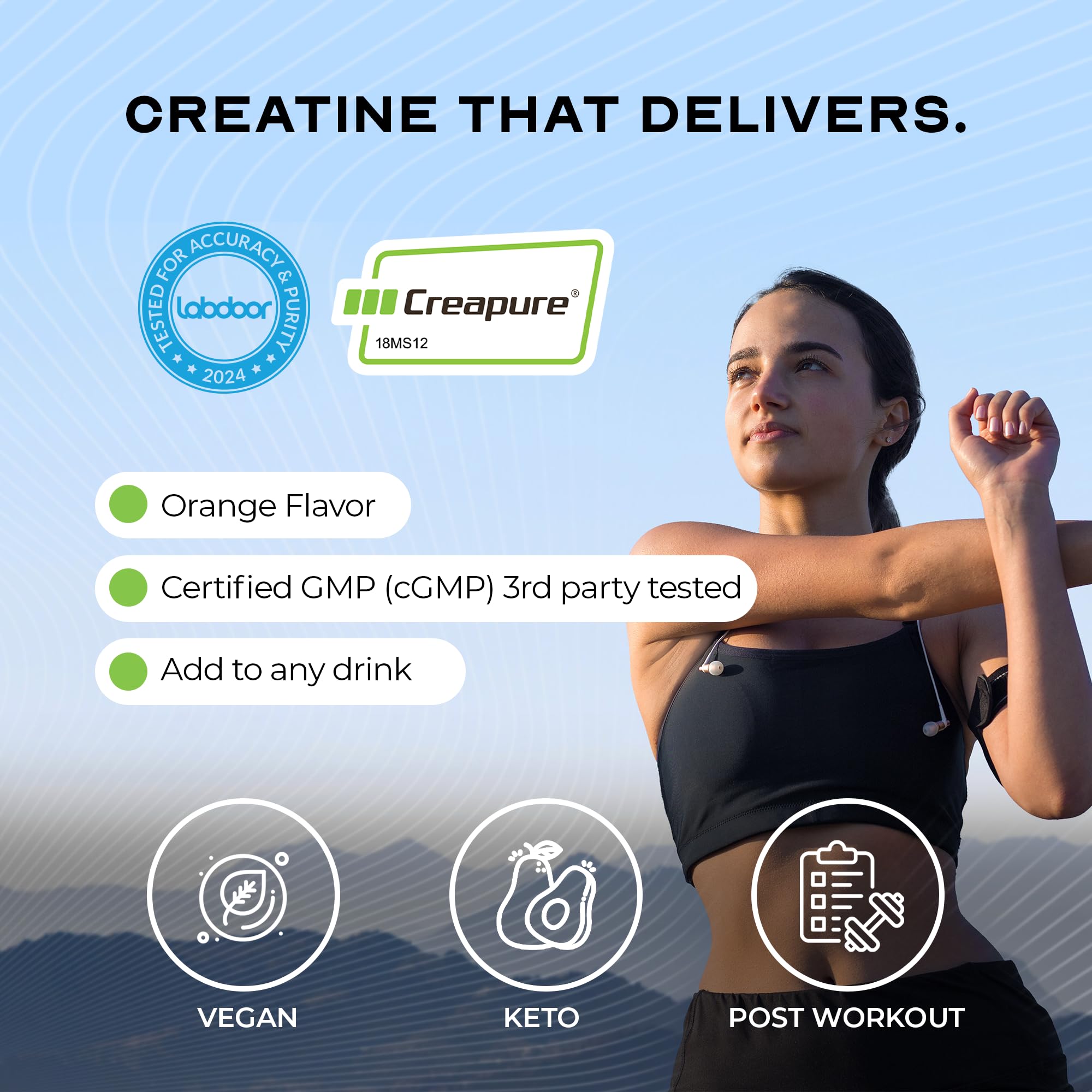 Muscle Feast Creapure Creatine Monohydrate 4300mg in a glass