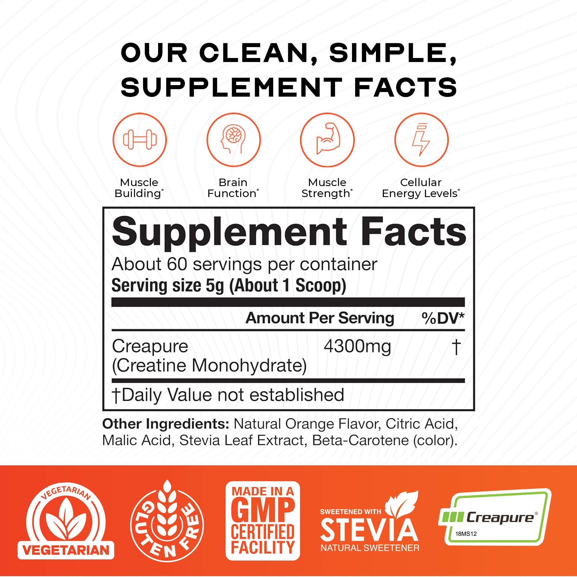 Muscle Feast Creapure Creatine Monohydrate 4300mg side view
