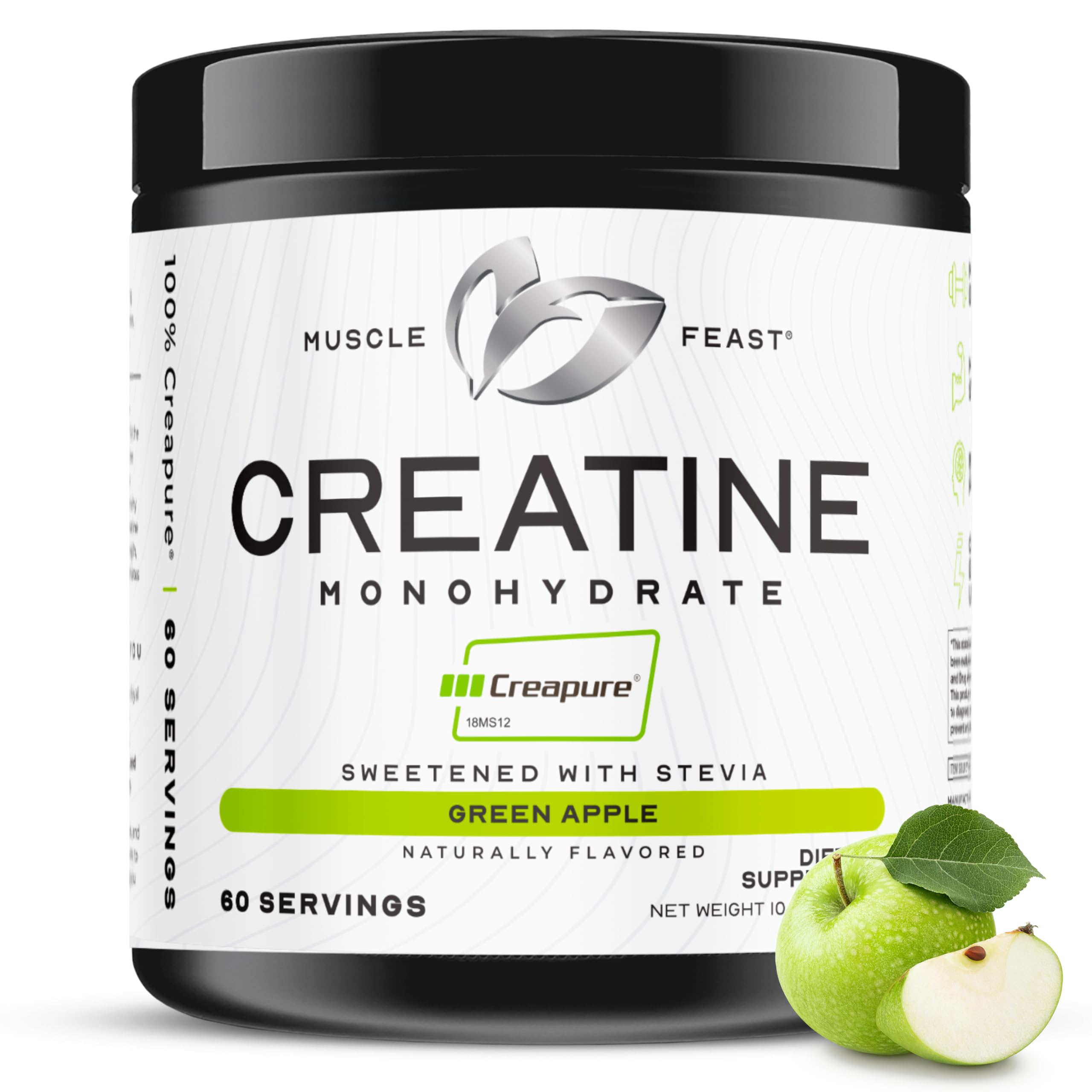 Muscle Feast Creapure Creatine Monohydrate Green Apple front view