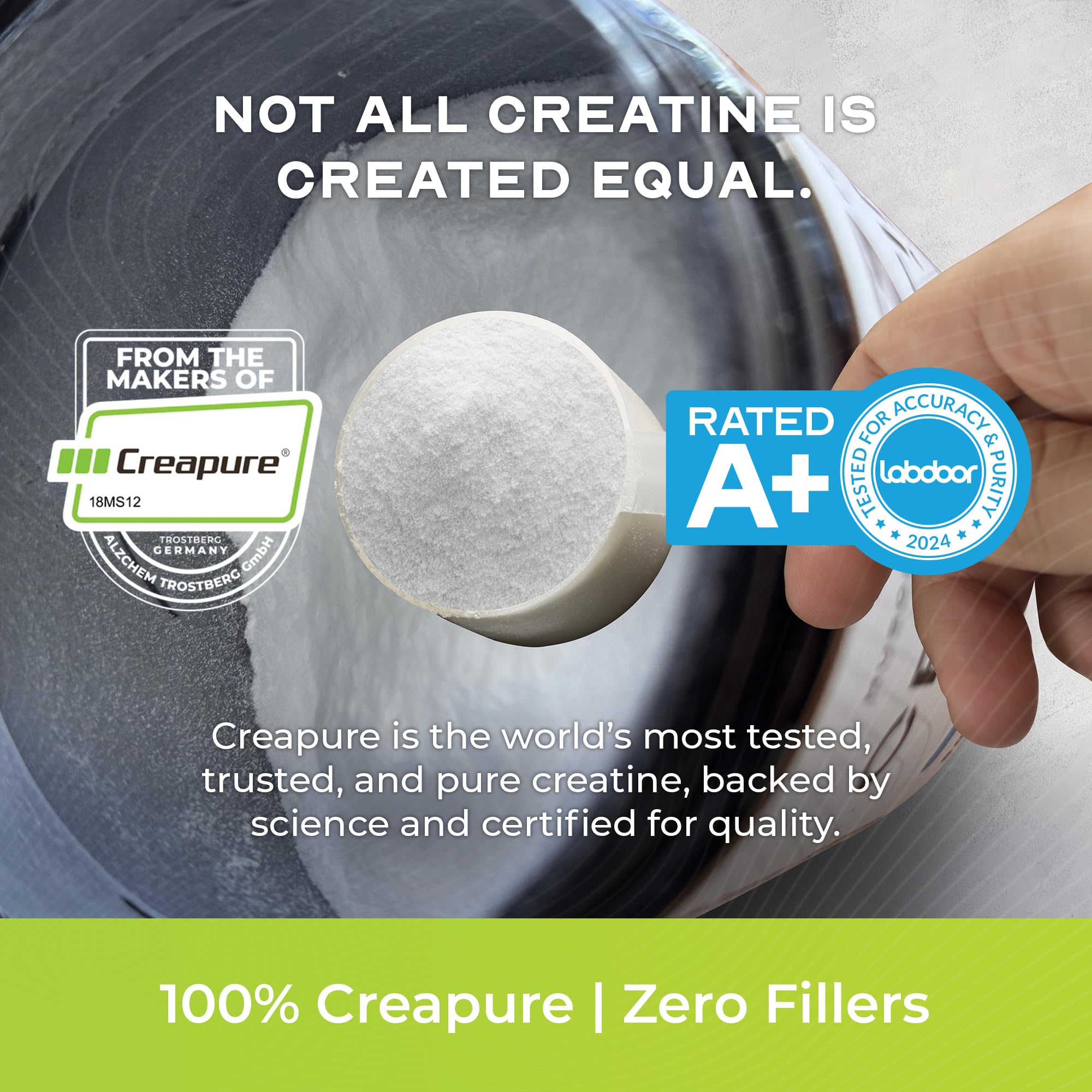 Muscle Feast Creapure Creatine Monohydrate Green Apple side view