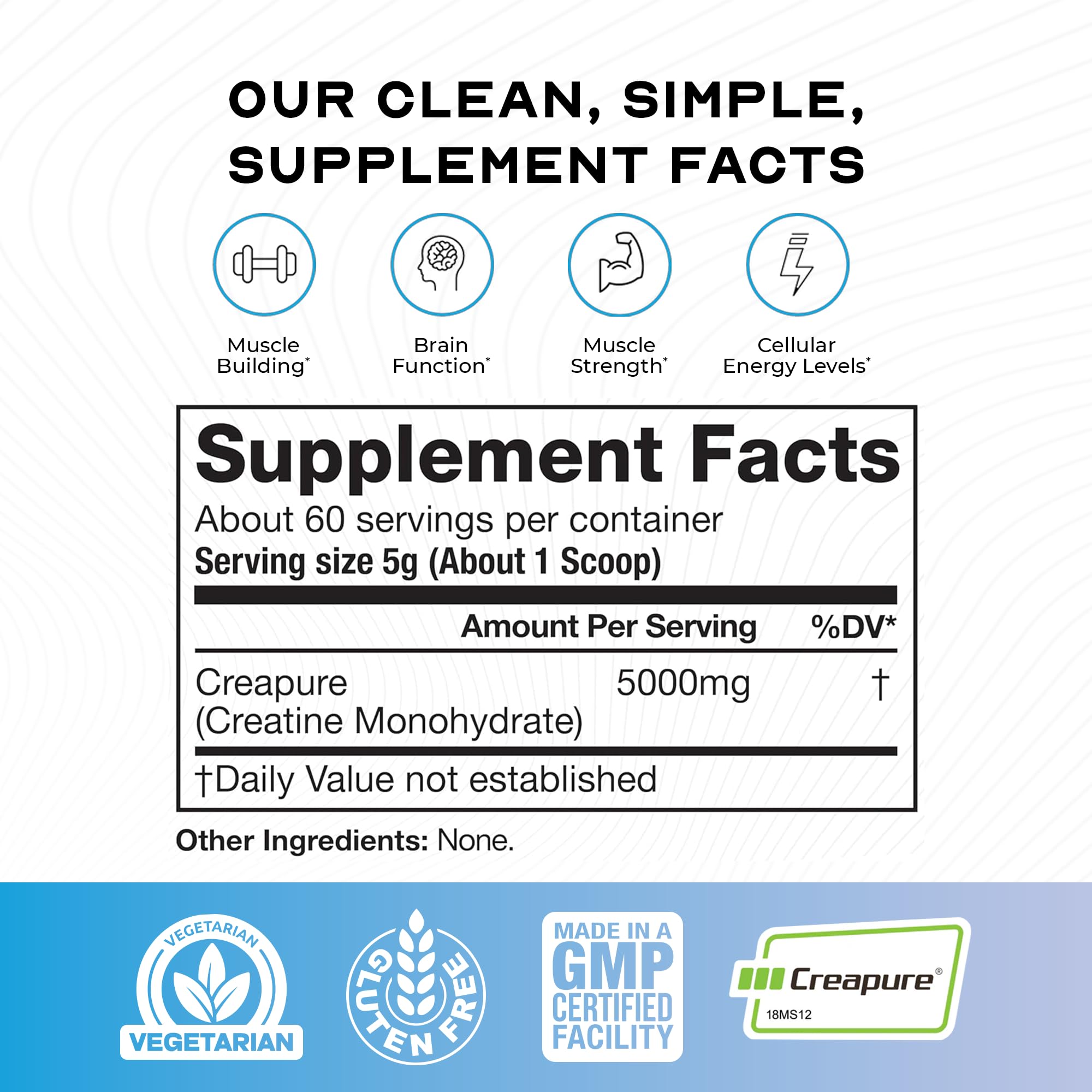 Muscle Feast Creapure Creatine Monohydrate powder scoop