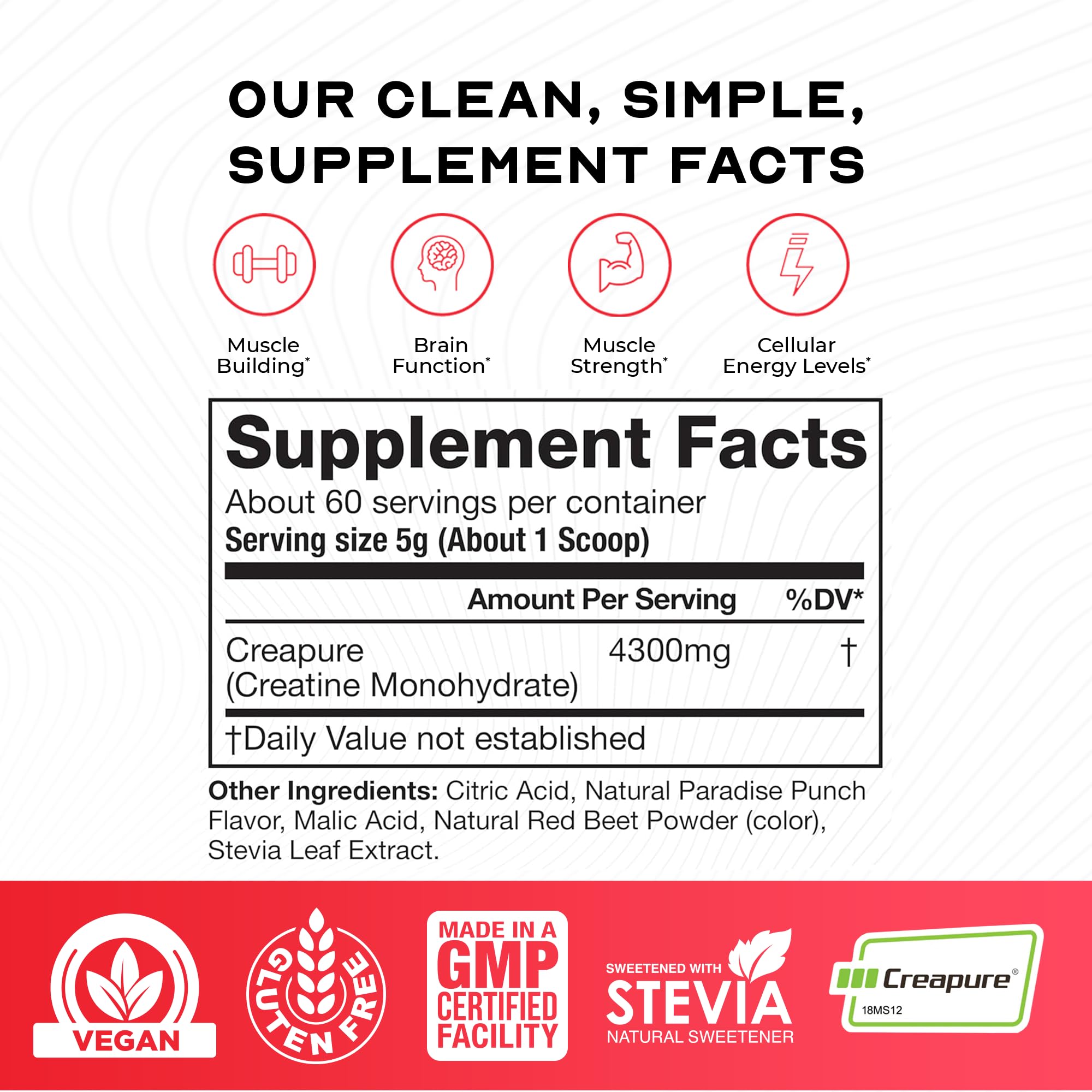 Muscle Feast Creapure Creatine Monohydrate Powder side view