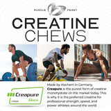 Muscle Feast Creatine Chews side view with dosage information