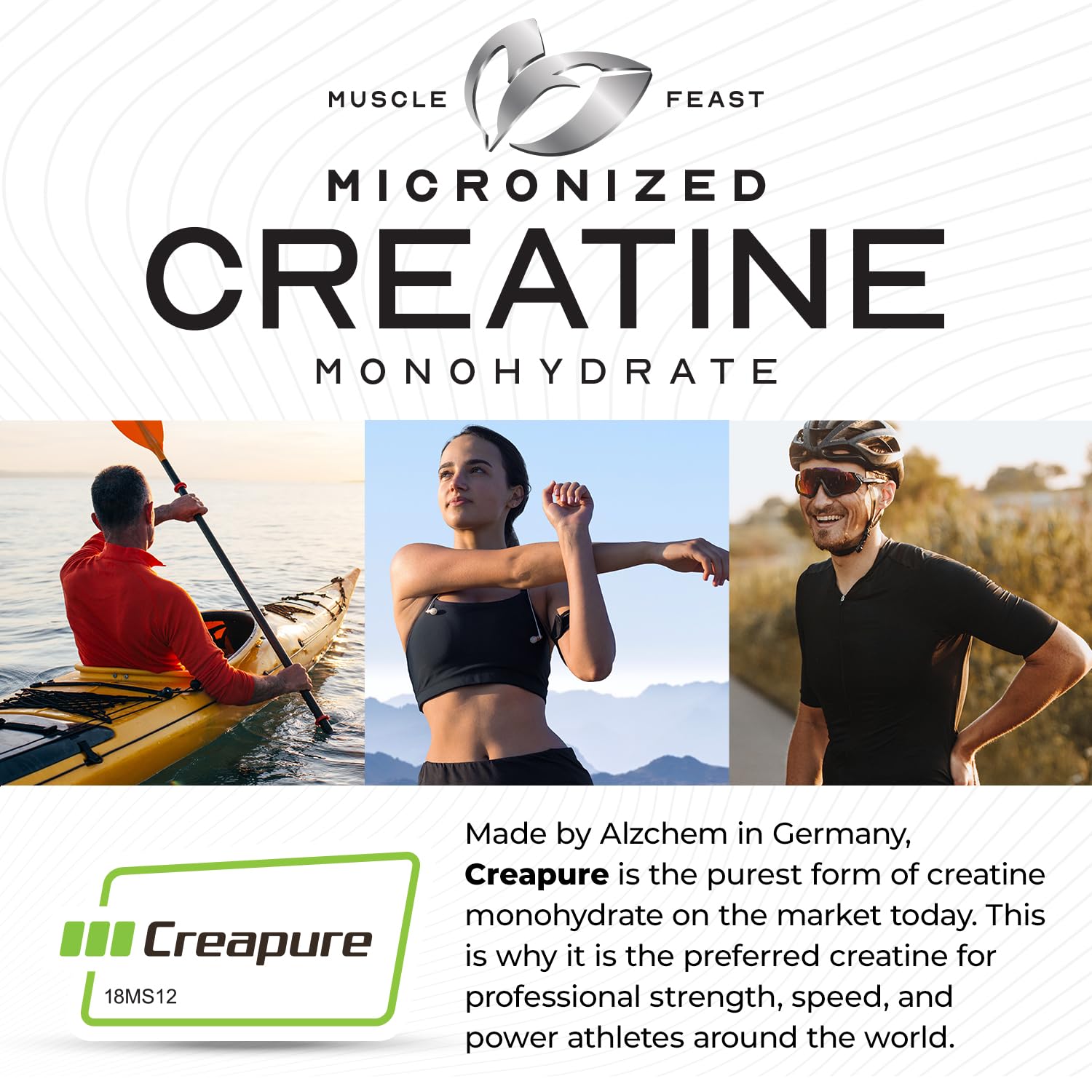 Muscle Feast Creatine Monohydrate Green Apple back view