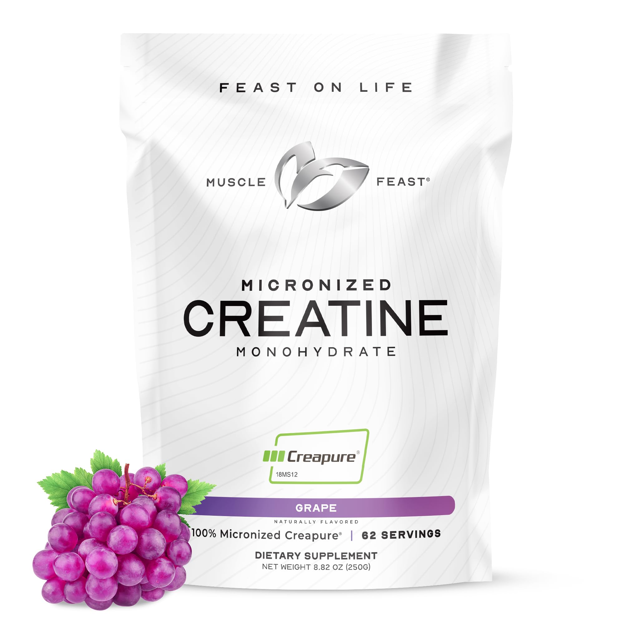 Muscle Feast Creatine Monohydrate Powder 290g Grape Flavour front view
