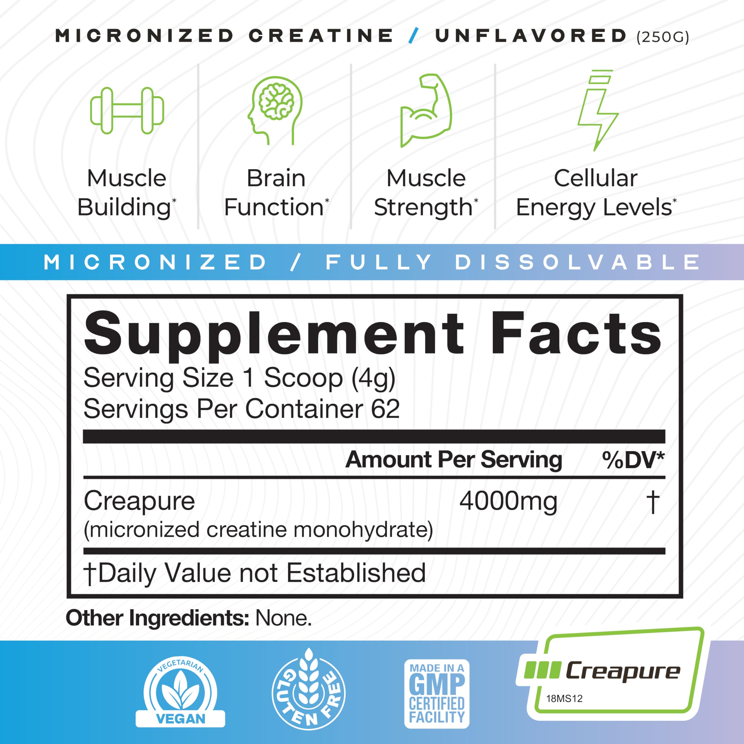 Muscle Feast Creatine Monohydrate unflavoured powder scoop