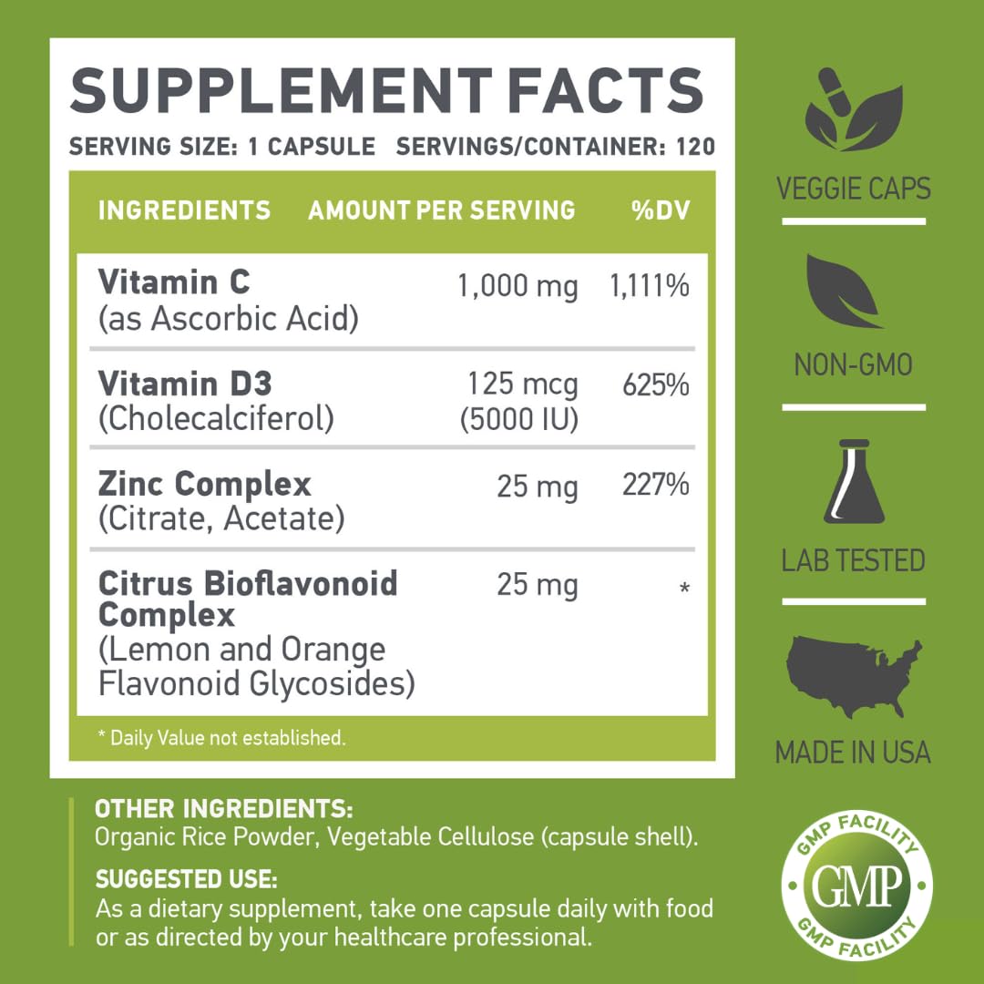 MUSCLE FOOD LABS Vitamin D3 & C Supplement bottle back view