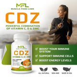 MUSCLE FOOD LABS Vitamin D3 & C Supplement bottle side view