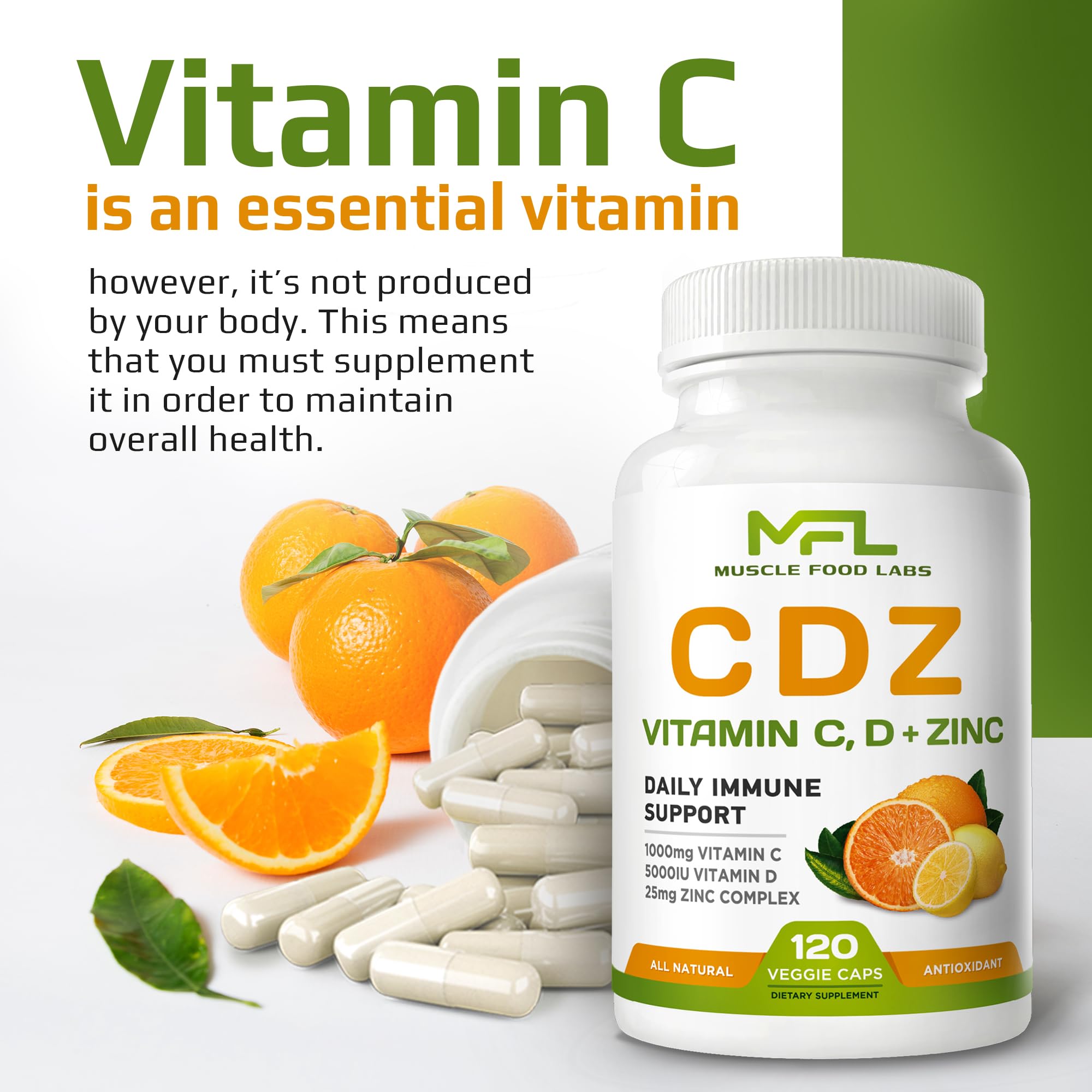 MUSCLE FOOD LABS Vitamin D3 & C Supplement ingredients list