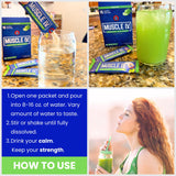 Muscle I.V. Mood Support powder packets displayed on a kitchen counter
