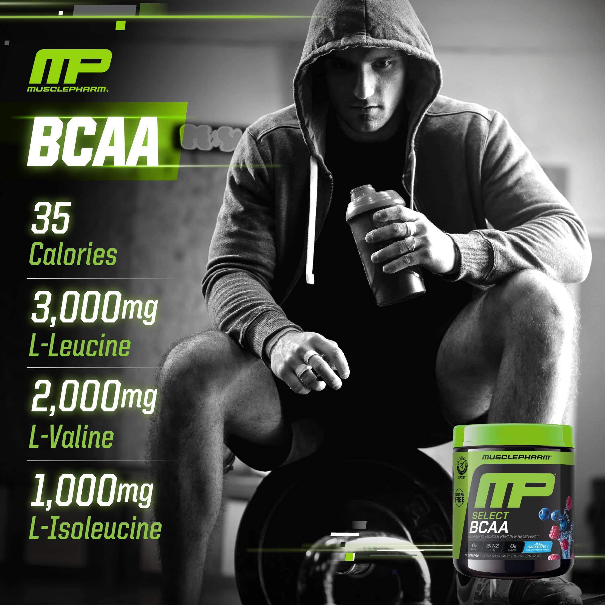 Muscle Pharm BCAA Powder Blue Raspberry mixed in water