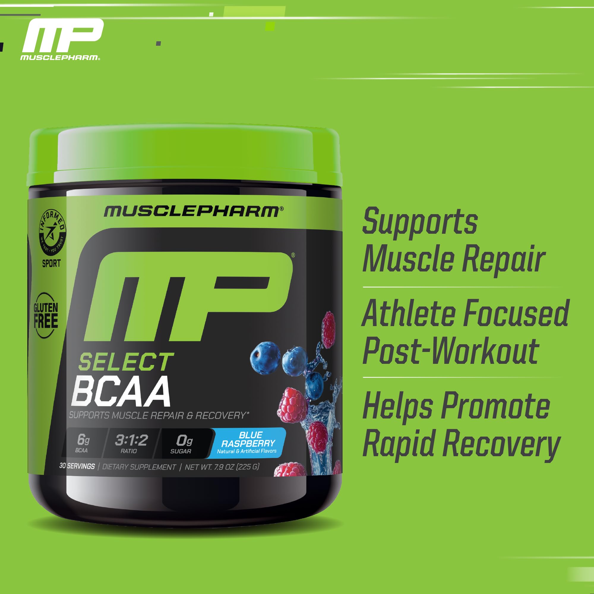 Muscle Pharm BCAA Powder Blue Raspberry scoop