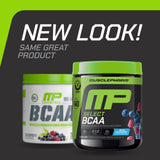 Muscle Pharm BCAA Powder Blue Raspberry side view