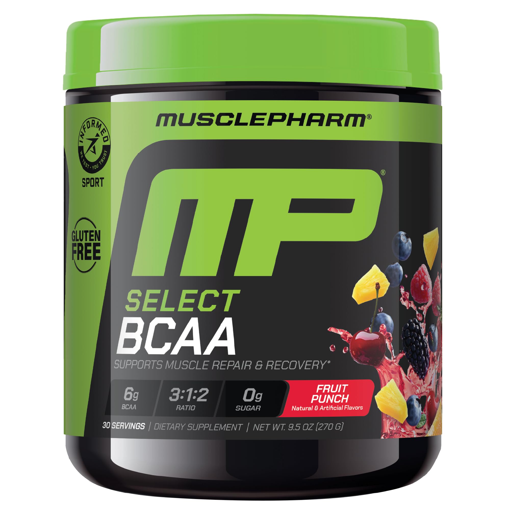 Muscle Pharm BCAA Powder Fruit Punch front view