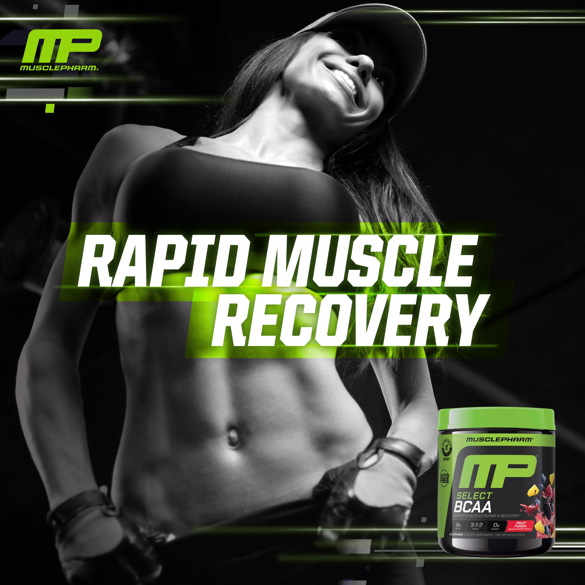Muscle Pharm BCAA Powder Fruit Punch side view