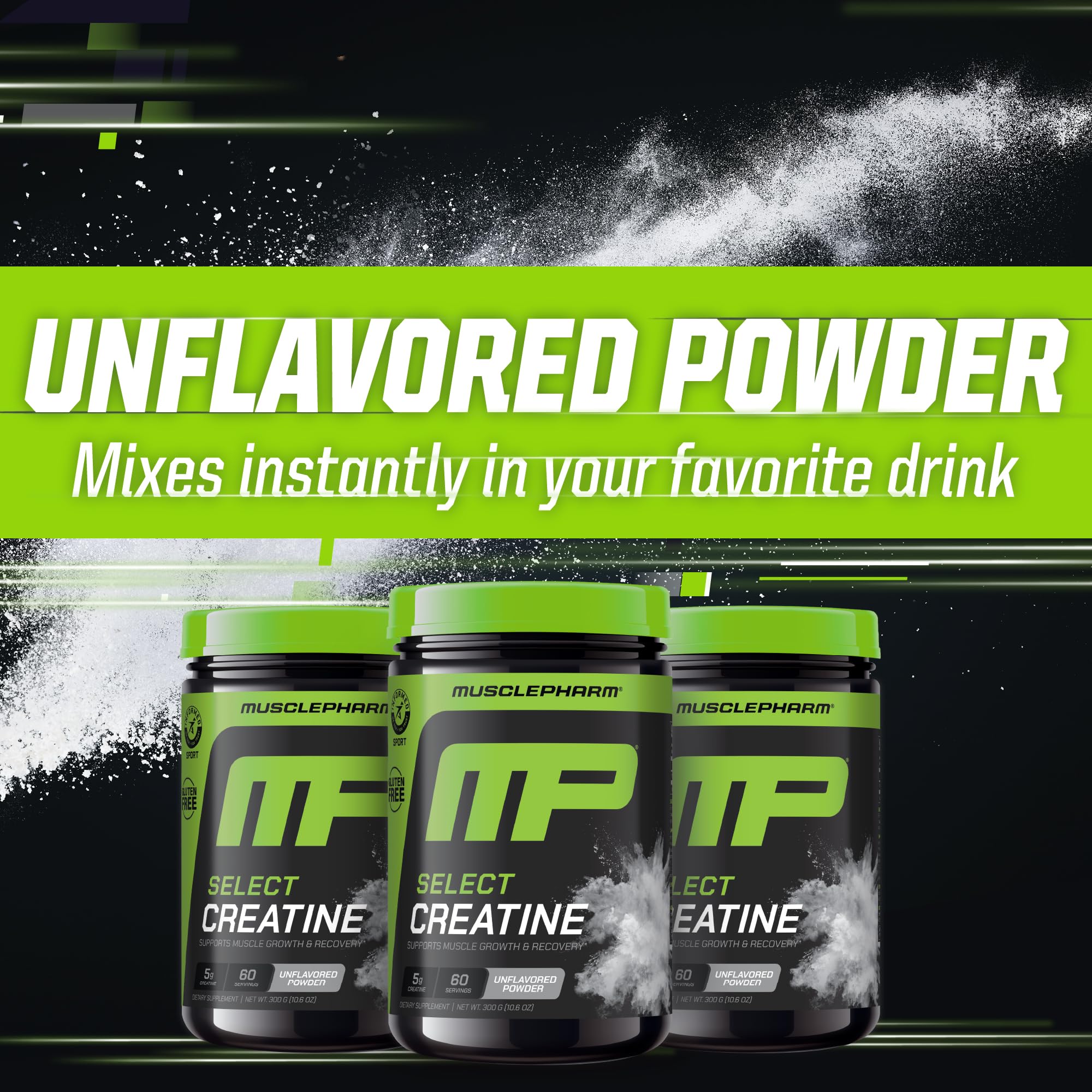 Muscle Pharm Creatine Monohydrate Powder 200g with workout gear