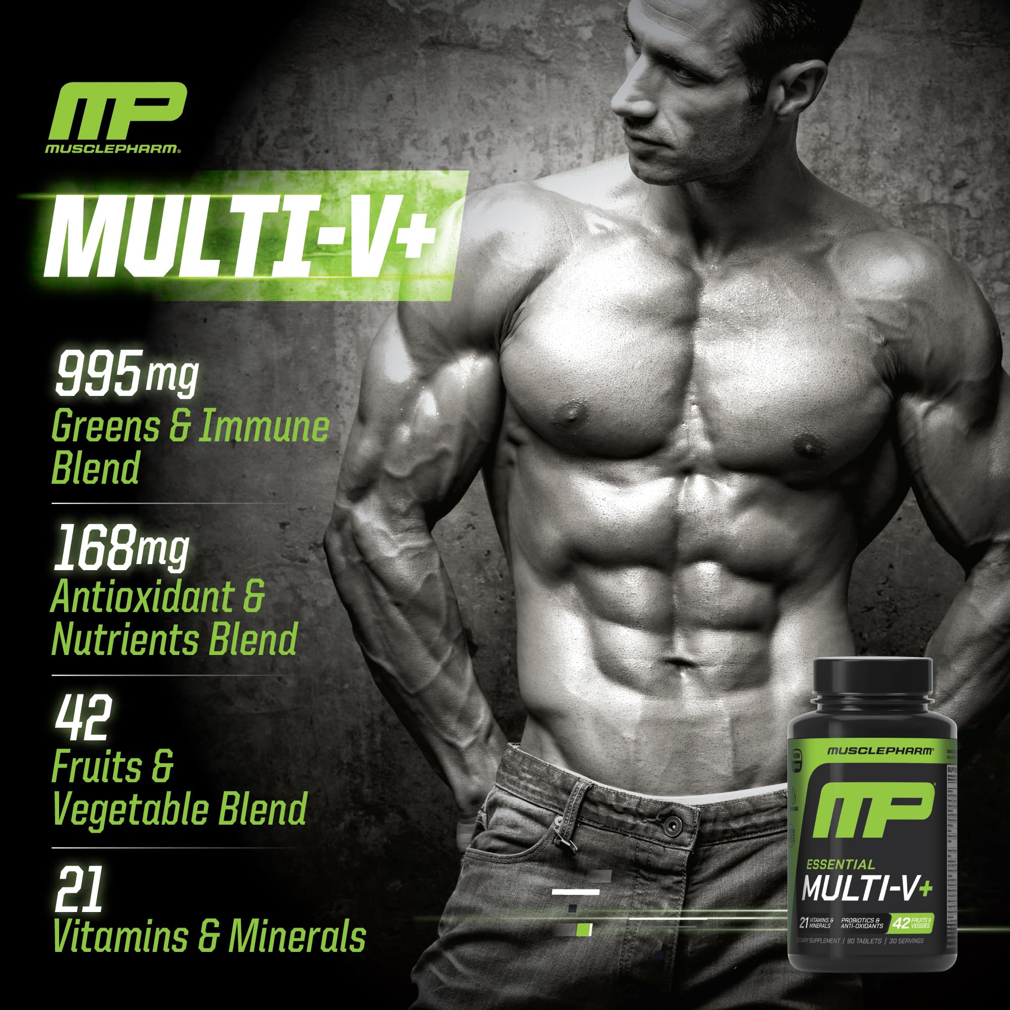 Muscle Pharm Essentials Multi-V+ Multivitamin bottle with label