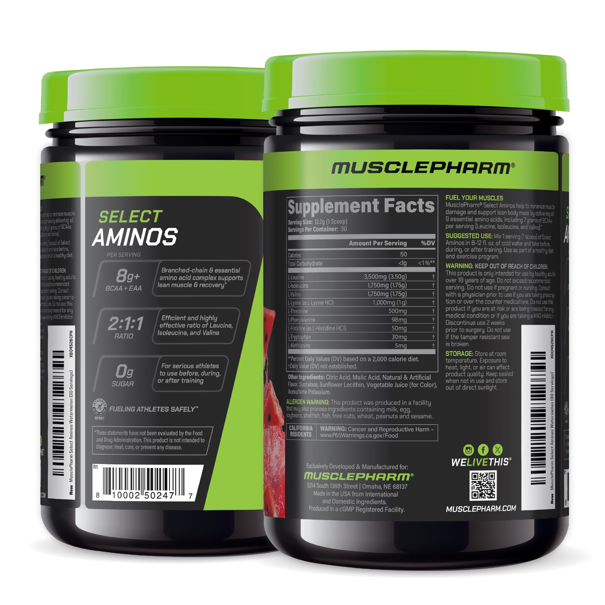 Muscle Pharm Select Amino EAA + BCAA 366g Watermelon Crush served in a glass