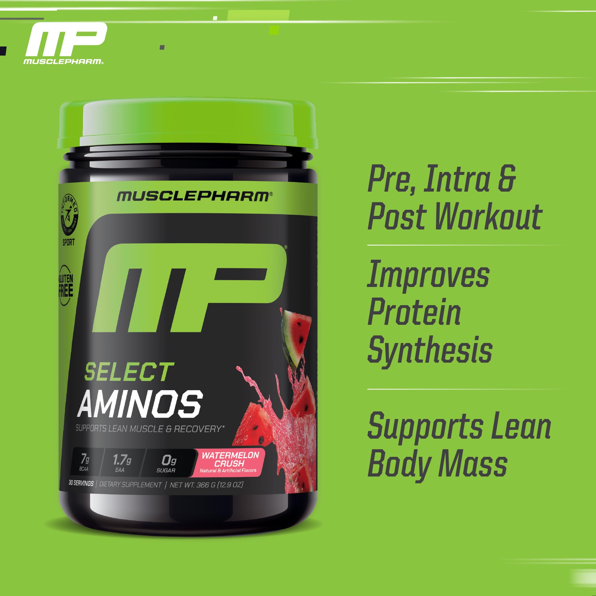 Muscle Pharm Select Amino EAA + BCAA 366g Watermelon Crush with scoop