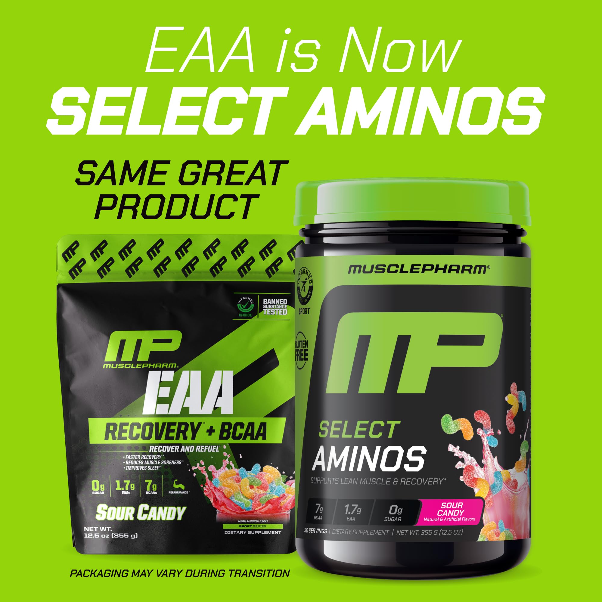 Muscle Pharm Select Amino's EAA + BCAA 355g Sour Candy back view