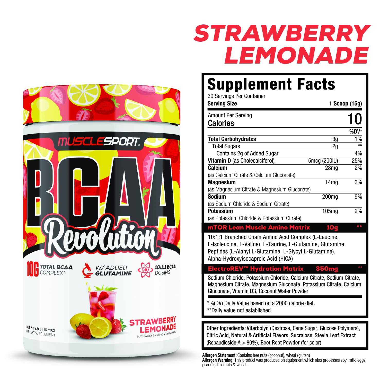 Musclesport BCAA Powder 500g scoop showing powder texture