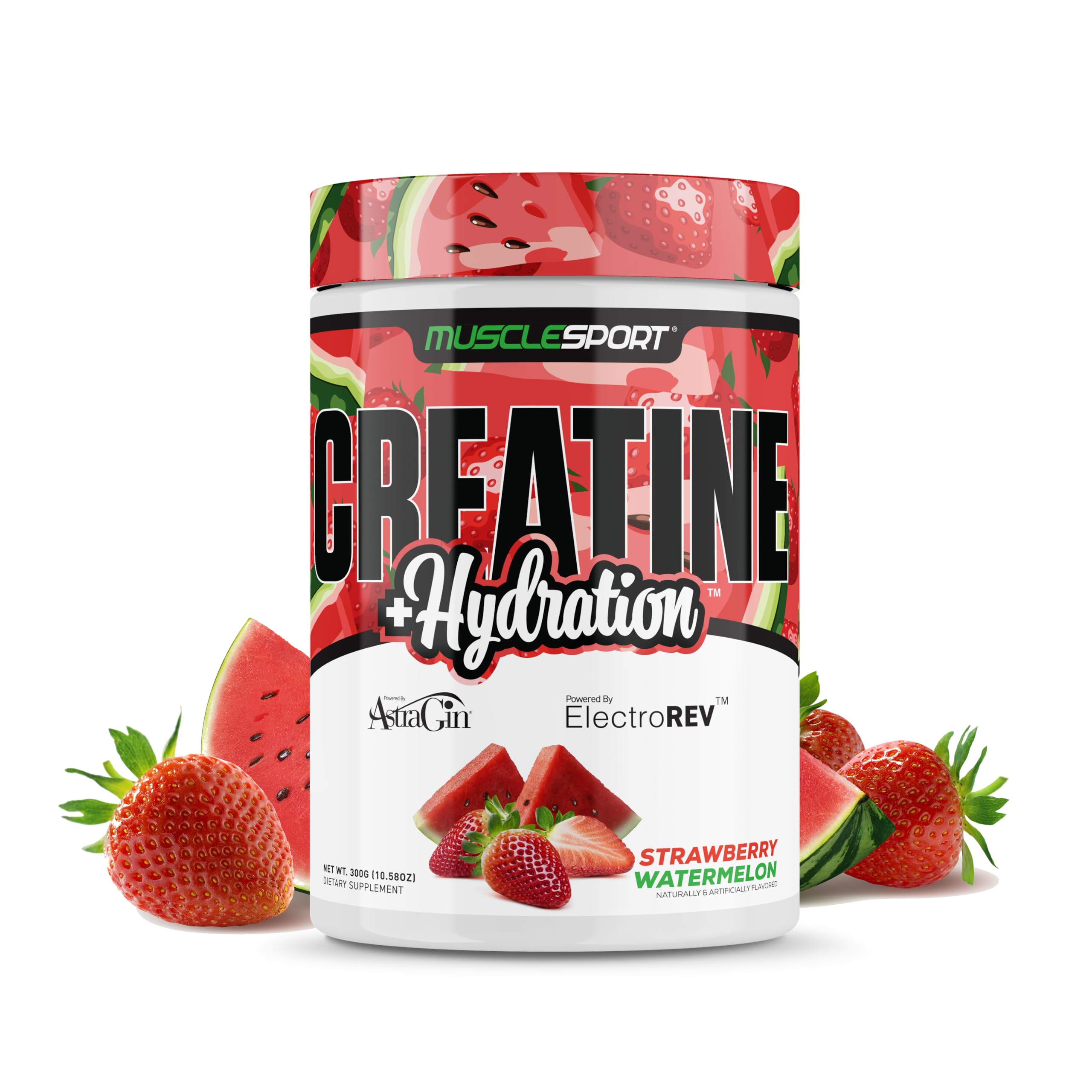 Musclesport Creatine + Hydration 300g tub front view