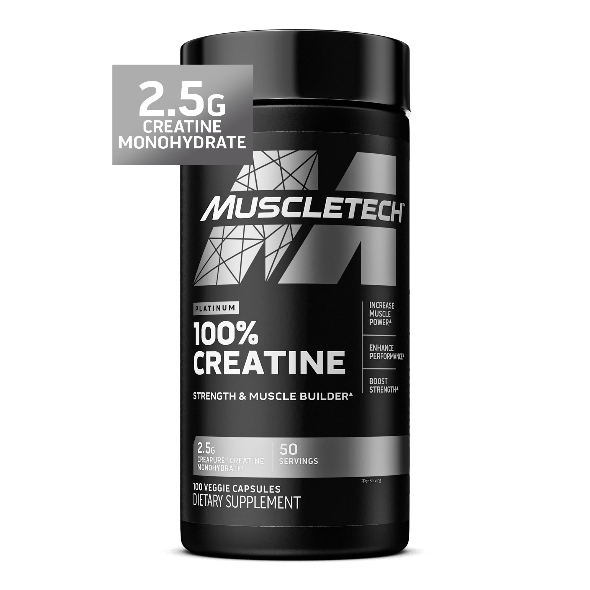 MuscleTech 100% Creatine 100 capsules front view