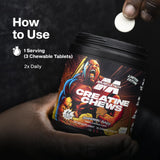 MuscleTech Creatine Chews Boogieman Punch with workout gear