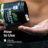 MuscleTech Creatine Chews with workout gear
