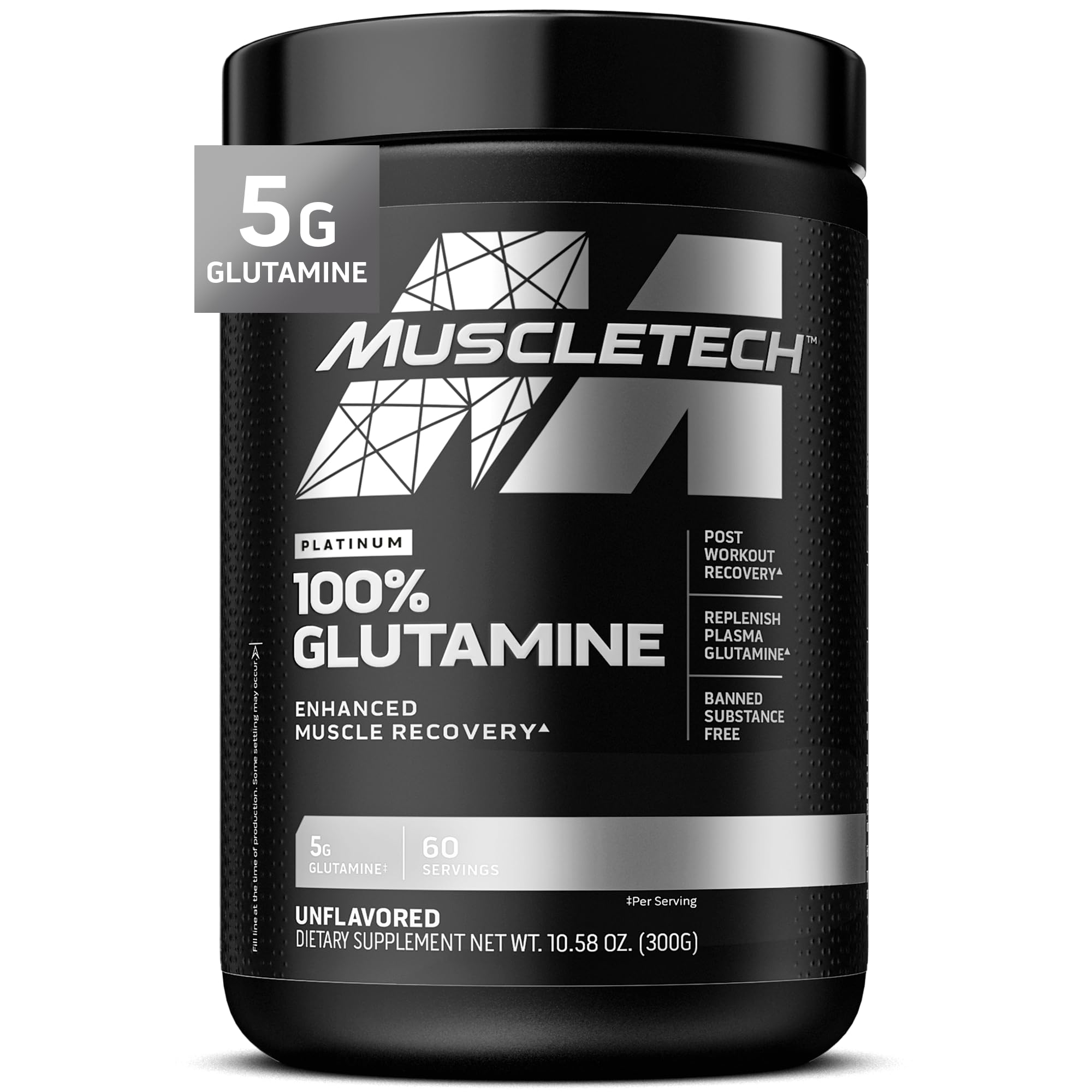 MuscleTech Platinum 100% Glutamine 373g front view